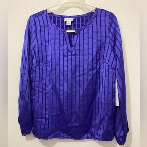 Womens Liz Claiborne Blouse Keyhole Top Purple Size PS